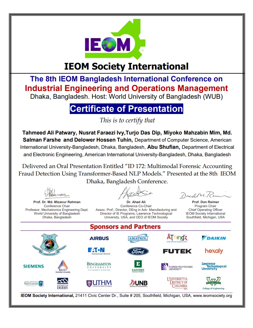 Certificate of Presentation