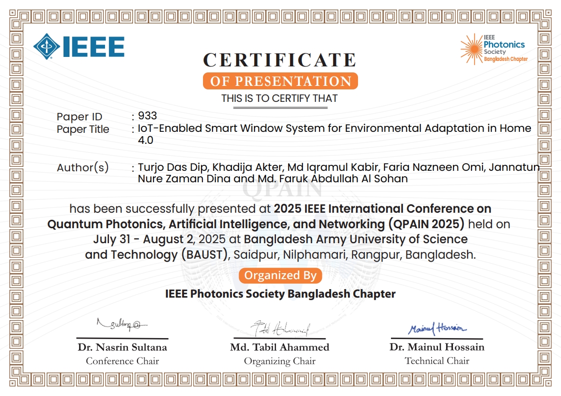 Certificate of Presentation
